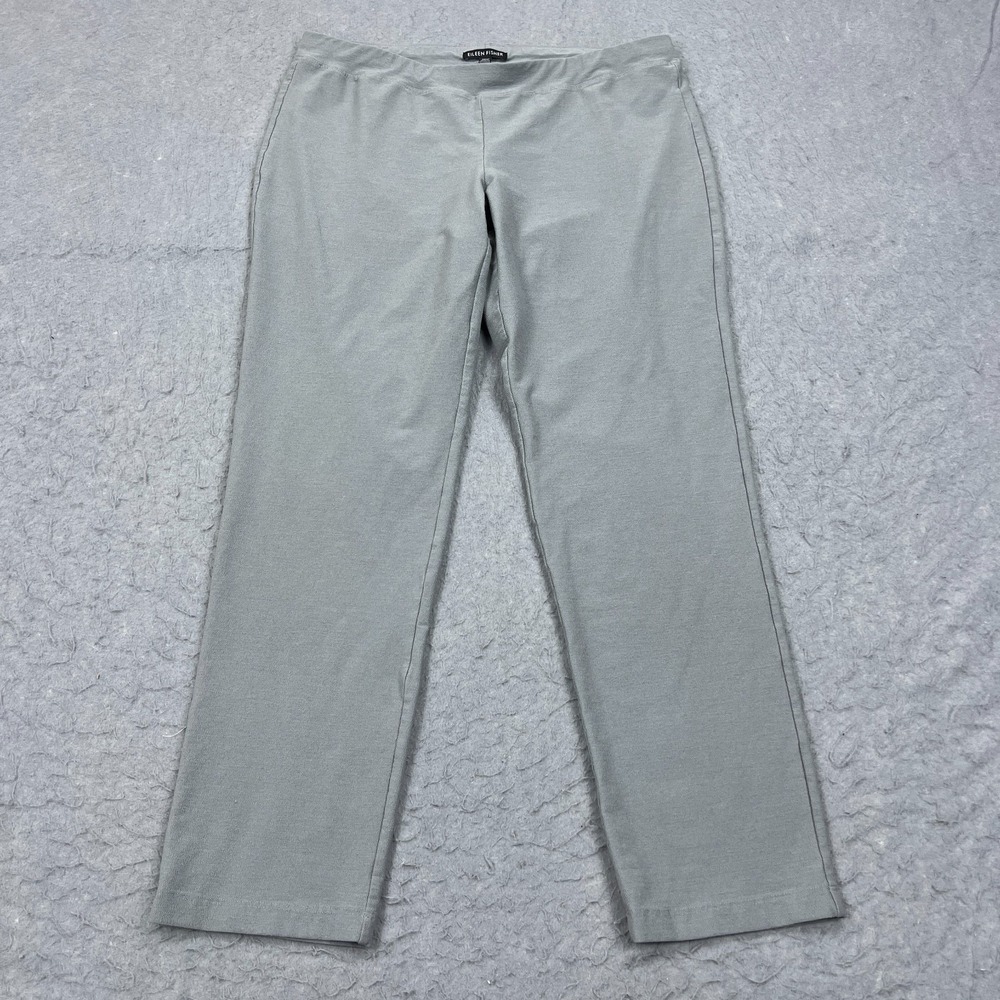 Eileen Fisher Pants Women's Medium Gray Washable Crepe Pull On Stretch‎ USA Made